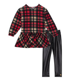 Deux Par Deux Christmas Plaid Tunic/Legging Set