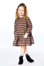 Deux Par Deux Sheer Plaid Long Sleeve Dress