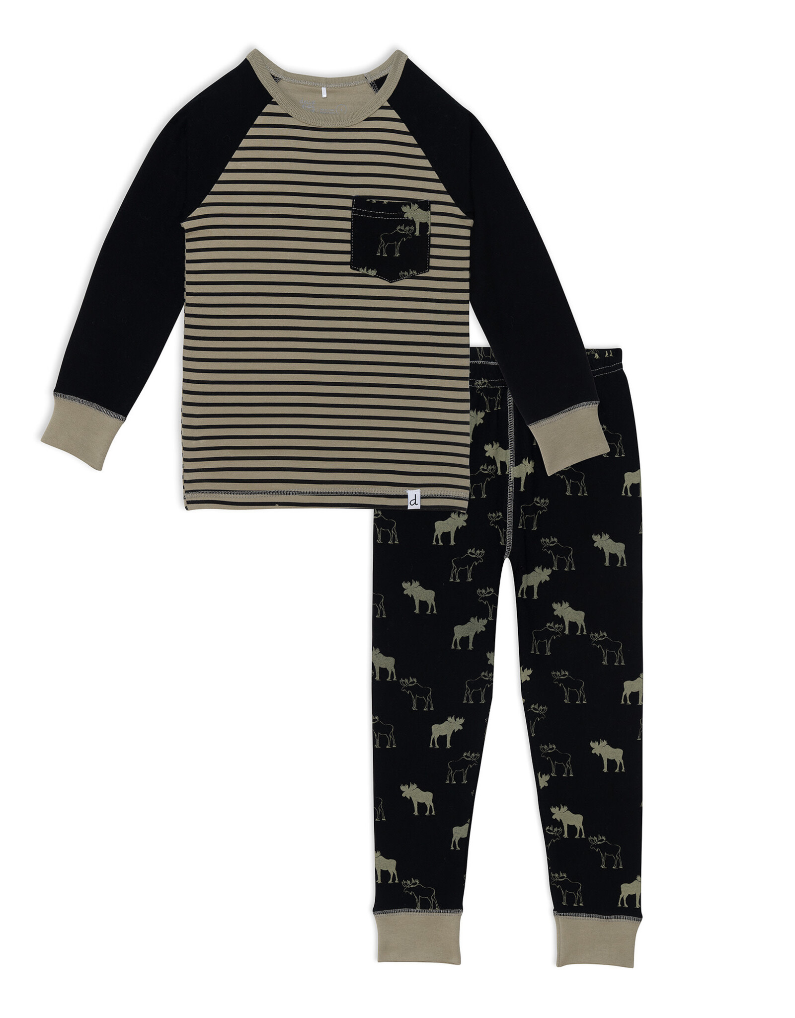 Deux Par Deux Moose 2 Pc Pajama Set