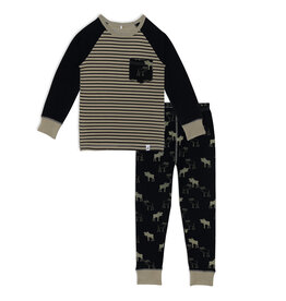 Deux Par Deux Moose 2 Pc Pajama Set