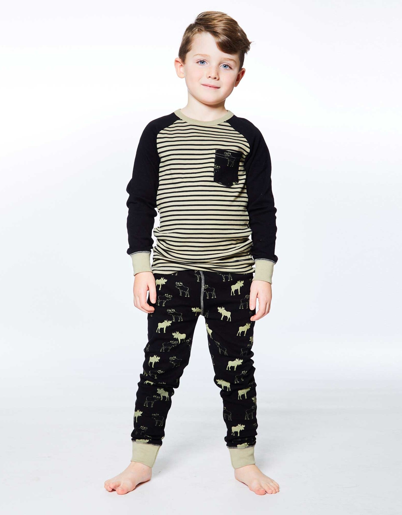 Deux Par Deux Moose 2 Pc Pajama Set