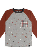 Deux Par Deux Doggy Grey Long Sleeve Raglan