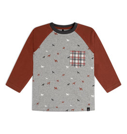 Deux Par Deux Doggy Grey Long Sleeve Raglan