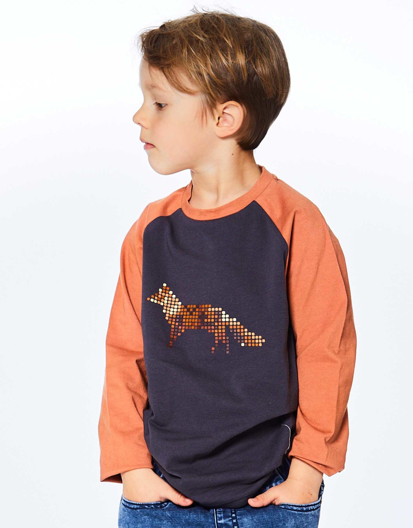 Deux Par Deux Printed Fox Raglan Top