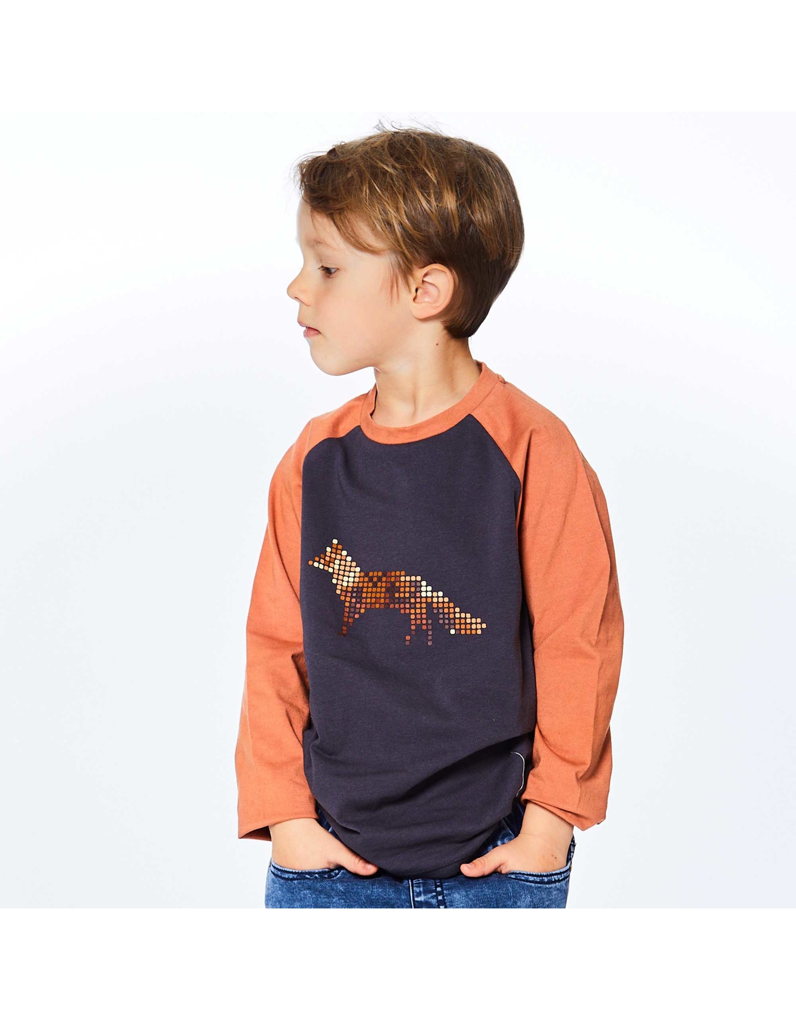 Deux Par Deux Printed Fox Raglan Top