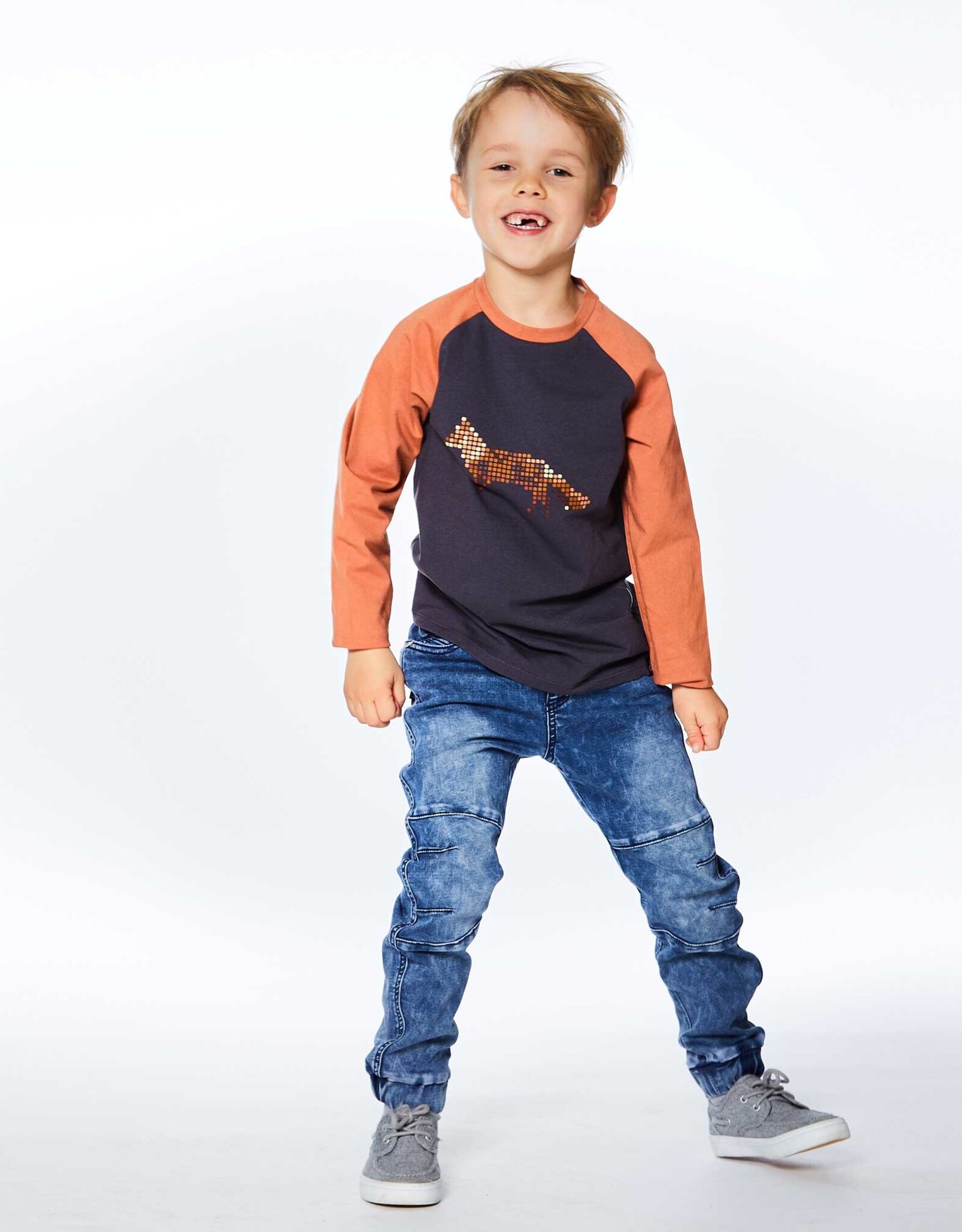 Deux Par Deux Printed Fox Raglan Top