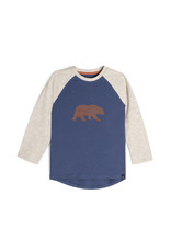 Deux Par Deux Blue Indigo Bear Raglan Top