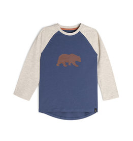 Deux Par Deux Blue Indigo Bear Raglan Top