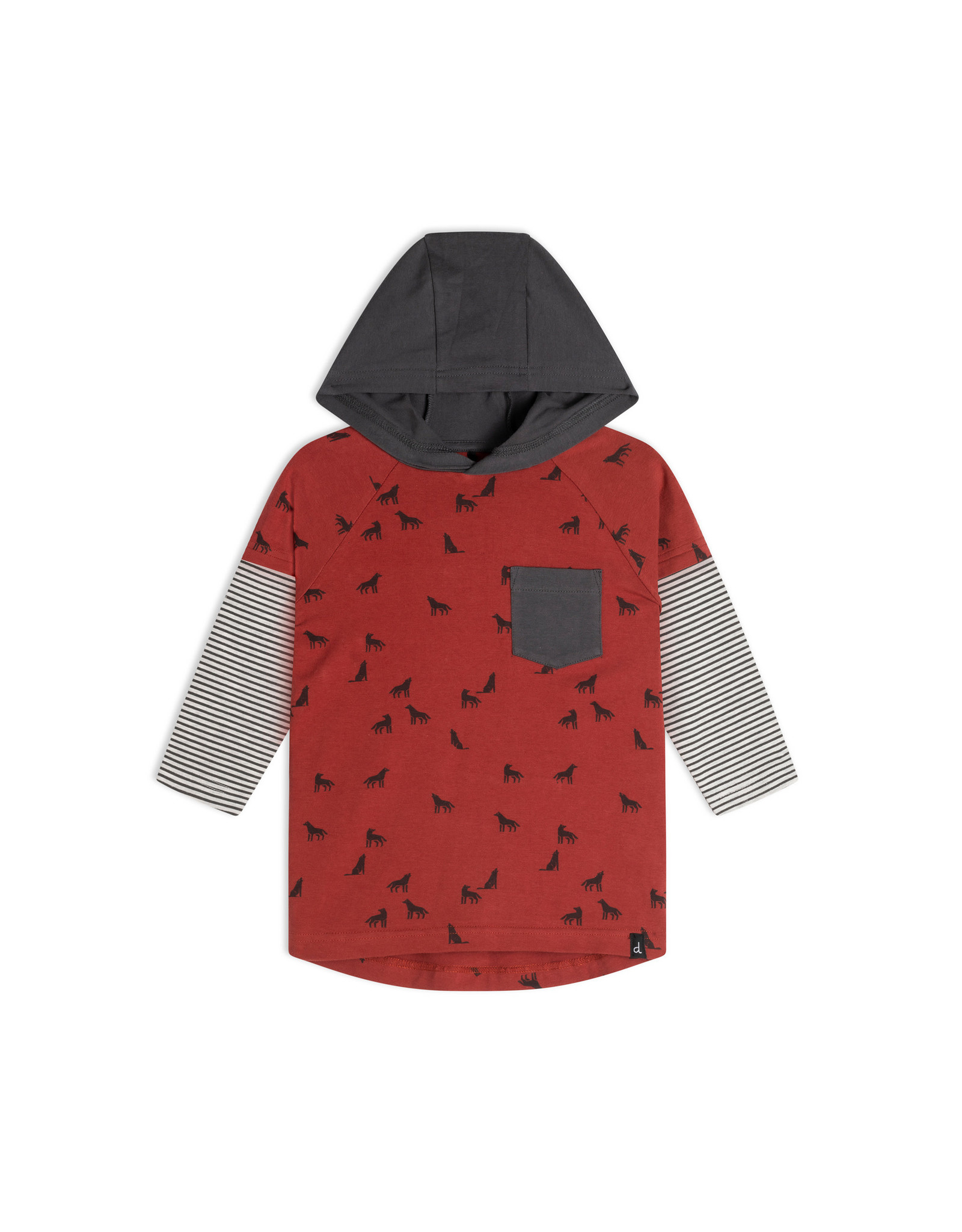 Deux Par Deux Barn Red Raglan Hooded Top