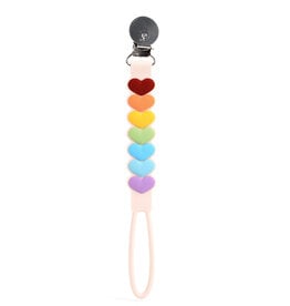 Loulou Lollipop Beadless Pacifier Clip - Sweetheart Rainbow