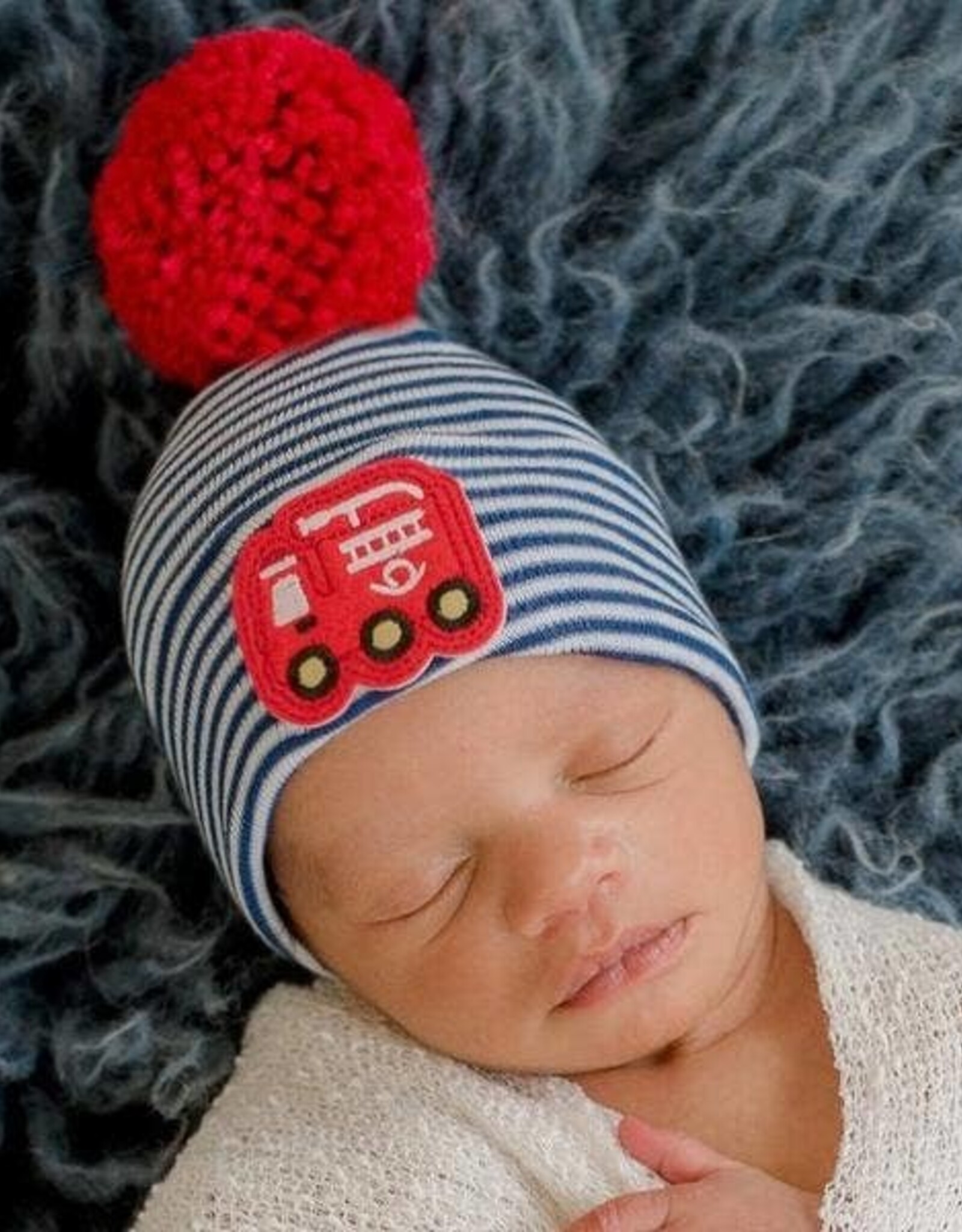 ilybean Nursery Beanie - Firetruck Pom Pom