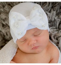 ilybean Nursery Beanie - Pearl & Lace Bow