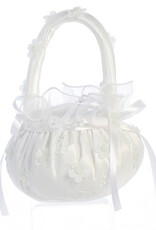 Lito Flower Basket - Embroidered Satin with Organza Flower Trims