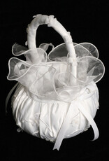 Lito Flower Basket - Embroidered Satin with Ruffled Top