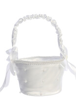 Lito Flower Basket - Satin with Pearl Accents