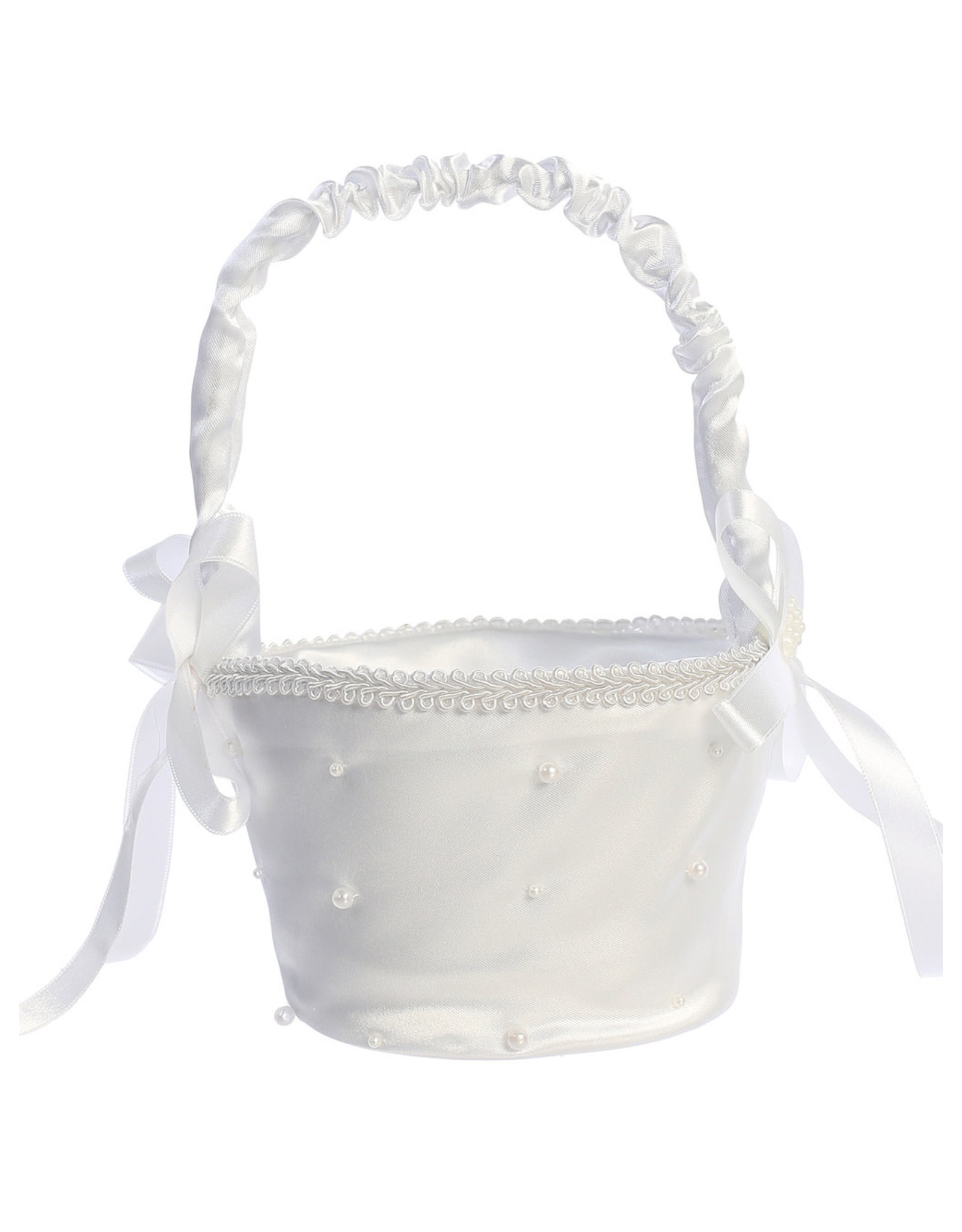 Lito Flower Basket - Satin with Pearl Accents