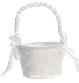 Lito Flower Basket - Satin with Pearl Accents