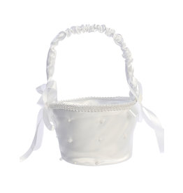 Lito Flower Basket - Satin with Pearl Accents