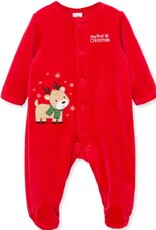 Little Me My First Christmas Velour Reindeer Footie
