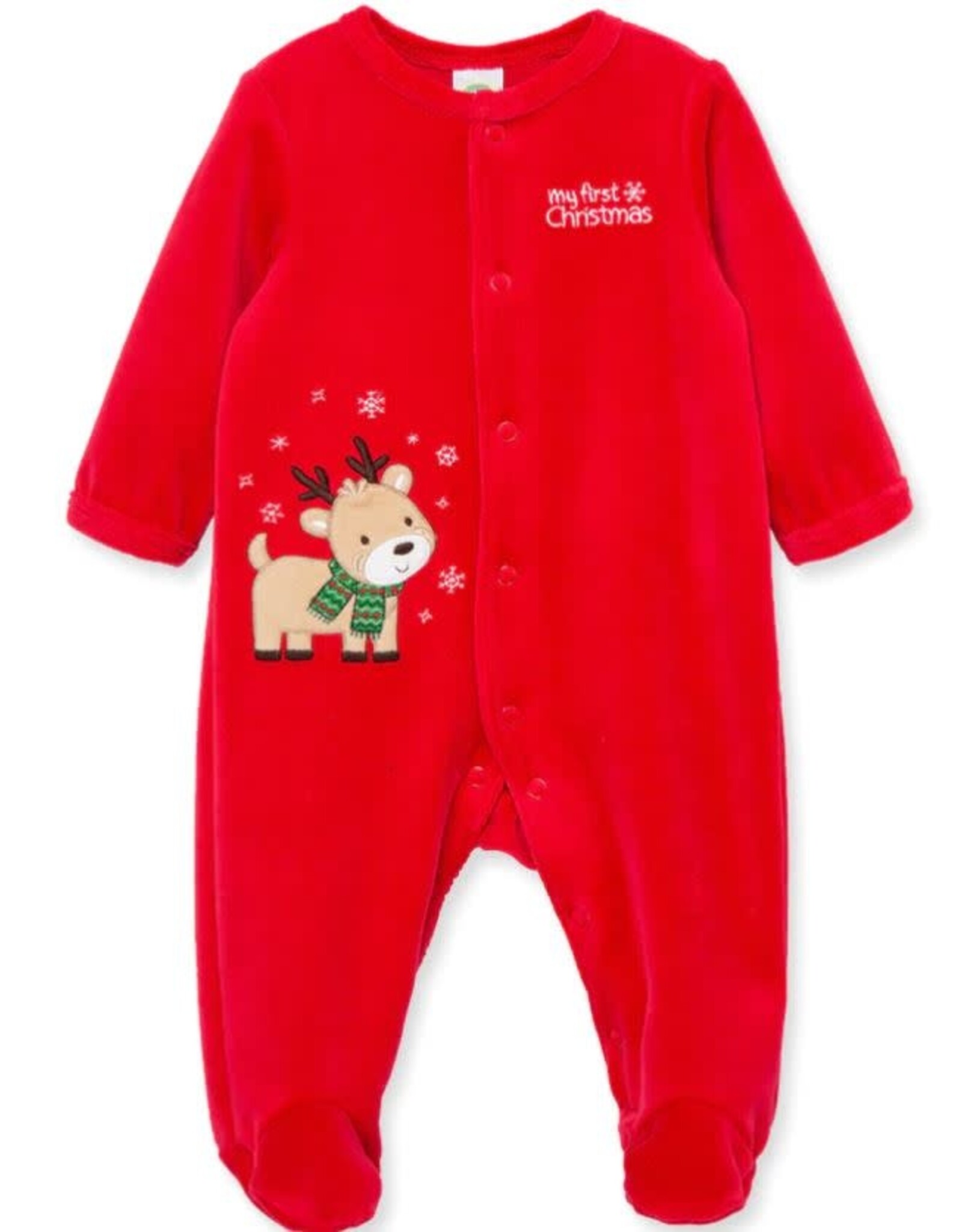 Little Me My First Christmas Velour Reindeer Footie