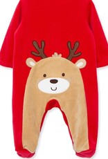 Little Me My First Christmas Velour Reindeer Footie