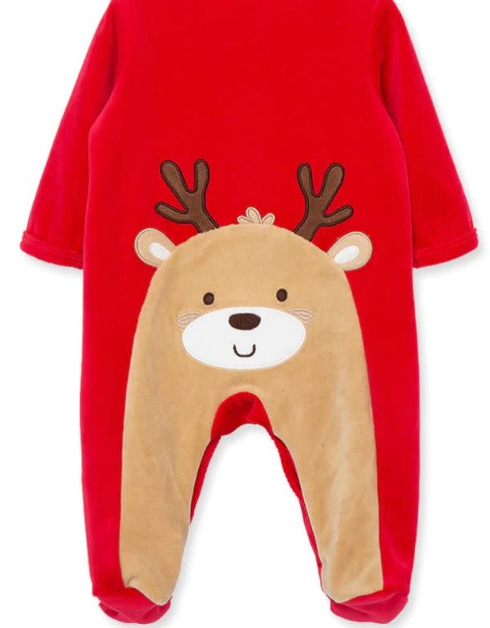 Little Me My First Christmas Velour Reindeer Footie