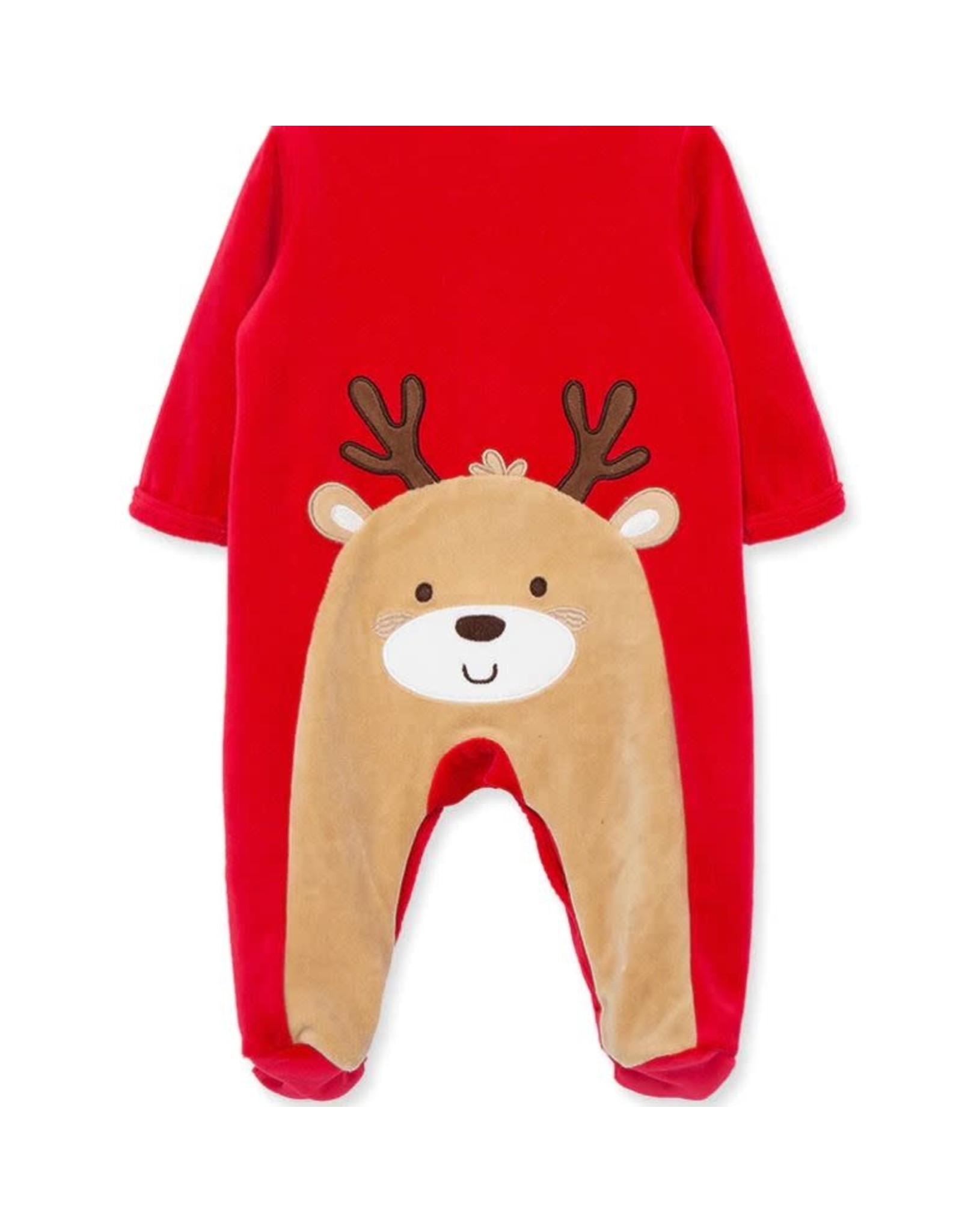 Little Me My First Christmas Velour Reindeer Footie