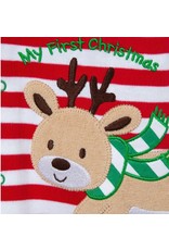 Little Me Holiday Reindeer Stripe Footie