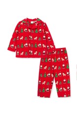 Little Me Christmas Pajama Button Down Set