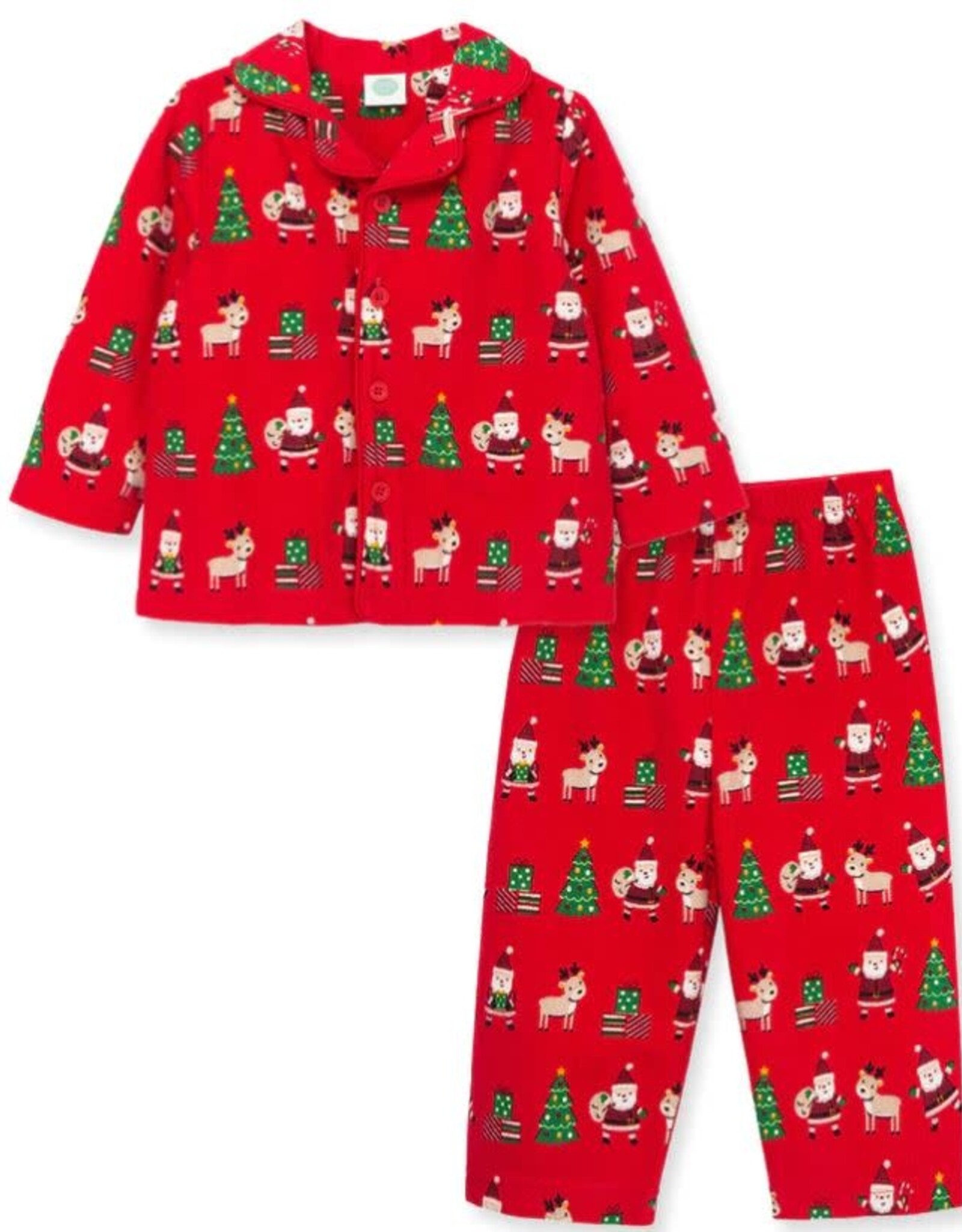 Little Me Christmas Pajama Button Down Set