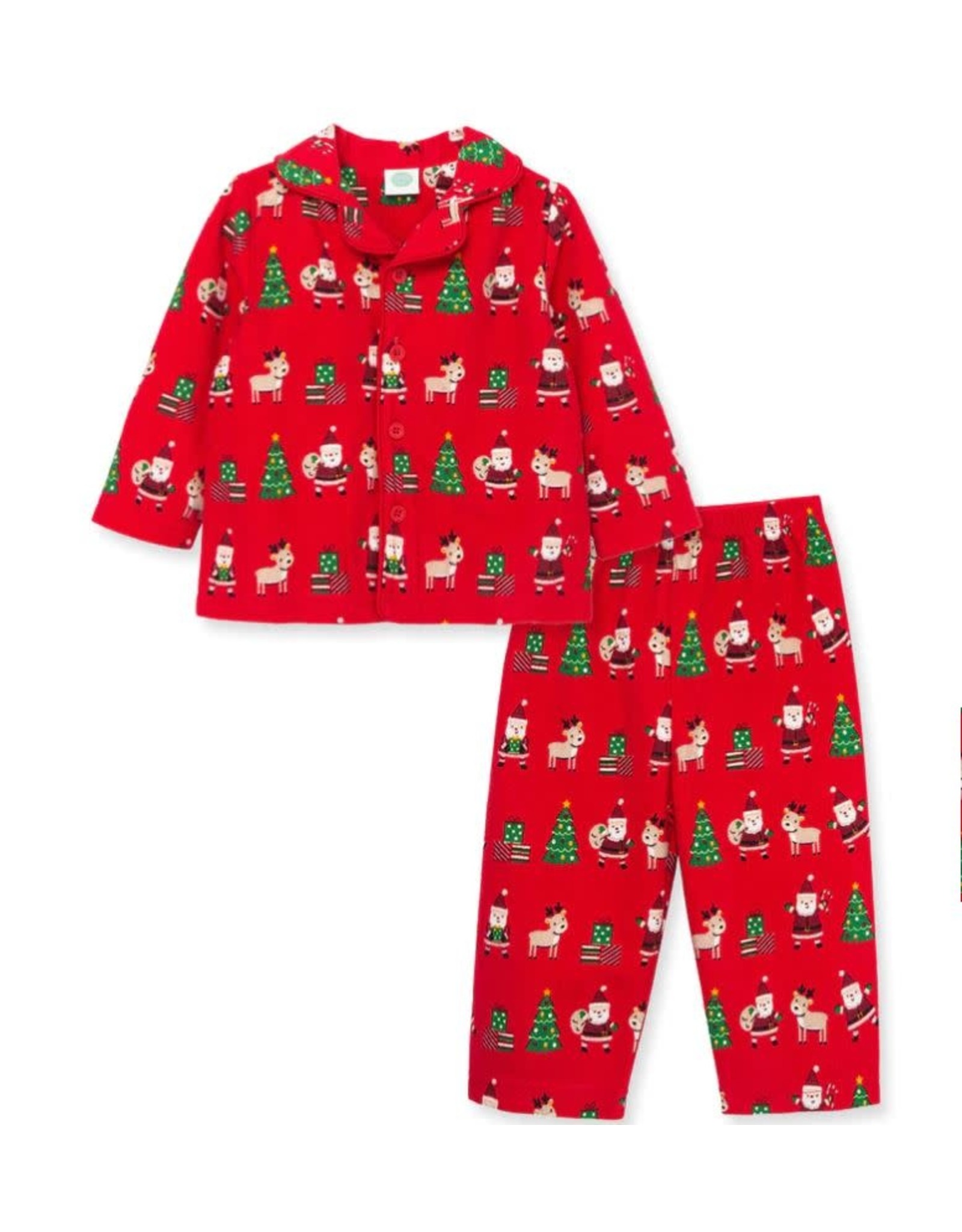 Little Me Christmas Pajama Button Down Set