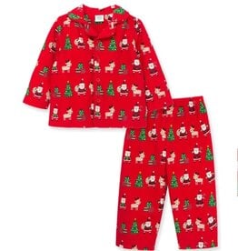 Little Me Christmas Pajama Button Down Set