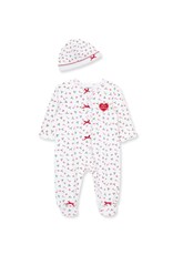 Little Me Holiday Candy Cane Zip Footie & Hat