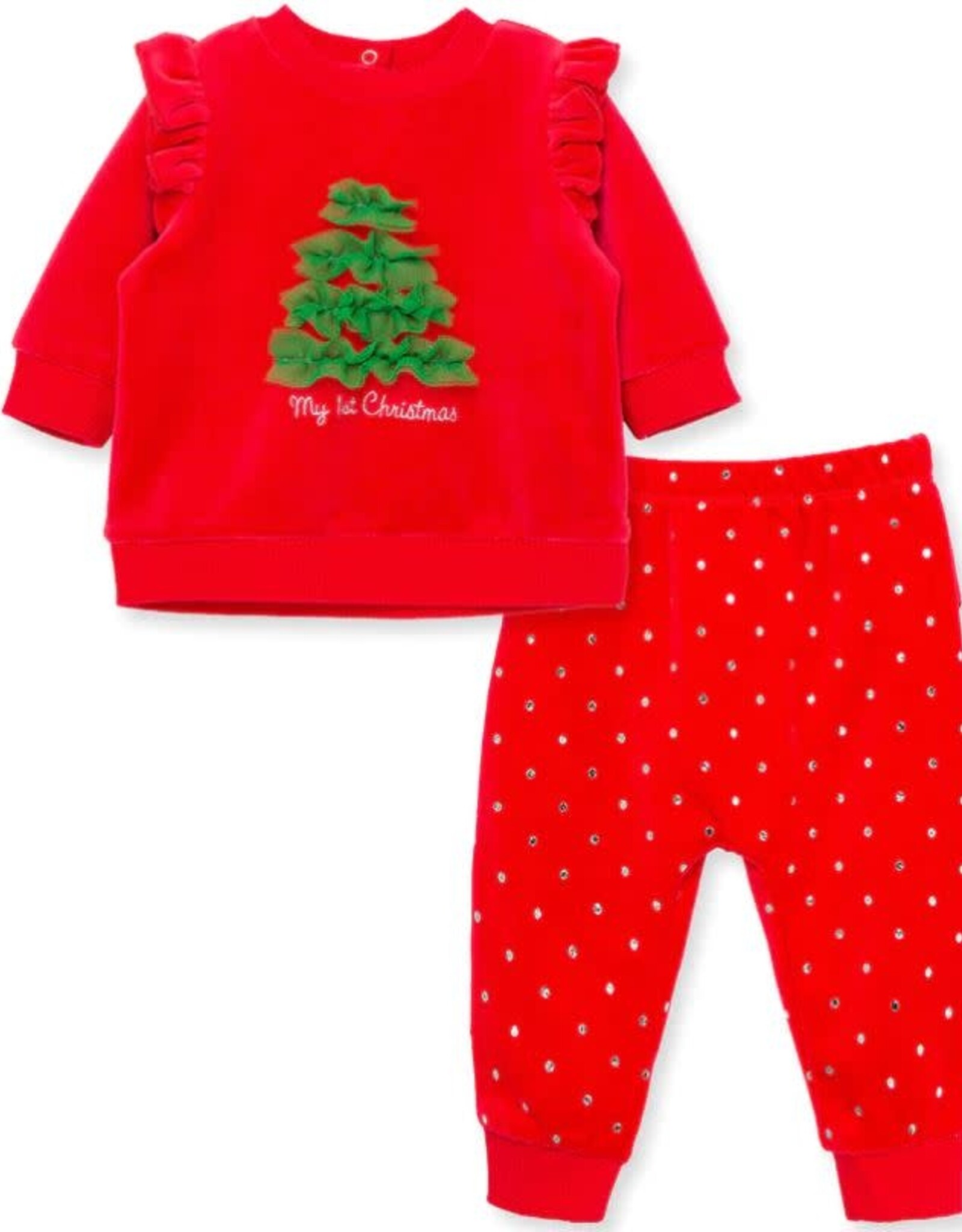 Little Me Christmas Tree Velour Pant Set