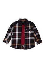 Noruk Black Plaid Button Up w/Tie