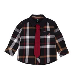 Noruk Black Plaid Button Up w/Tie