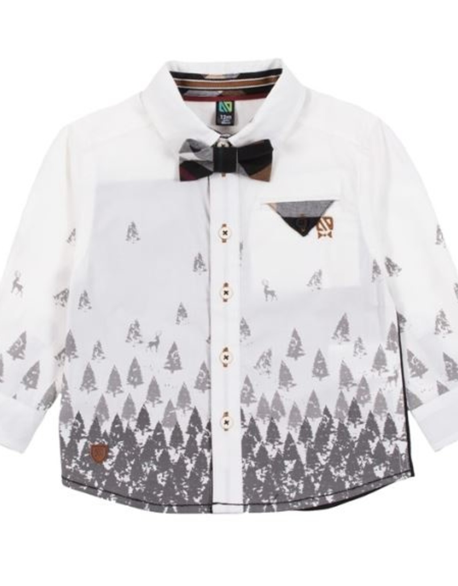 Noruk Ivory Pine Tree Button Up w/Bowtie