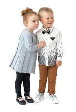 Noruk Ivory Pine Tree Button Up w/Bowtie