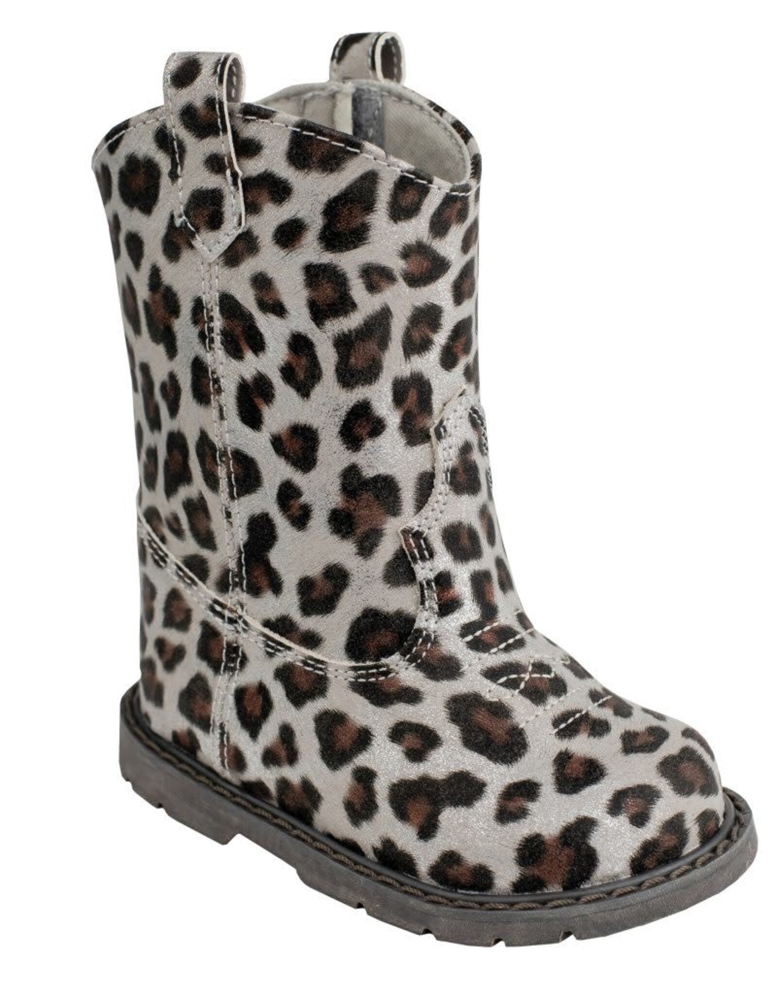 Baby Deer Addison Toddler Round-Toe Leopard Print Shimmer Cowboy Boots