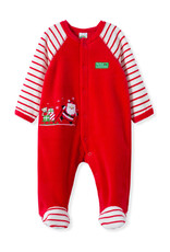 Little Me My First Christmas Striped Footie