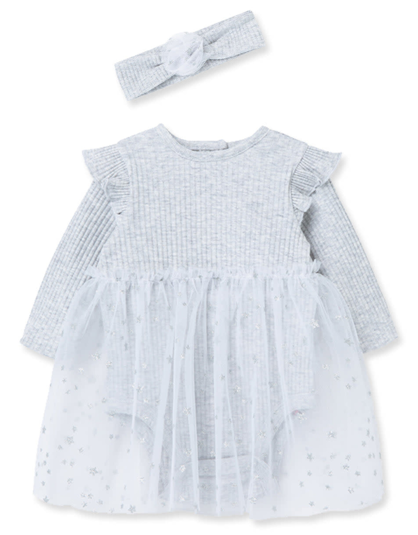 Little Me Grey Sparkle Tutu Bodysuit w/Headband
