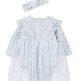 Little Me Grey Sparkle Tutu Bodysuit w/Headband