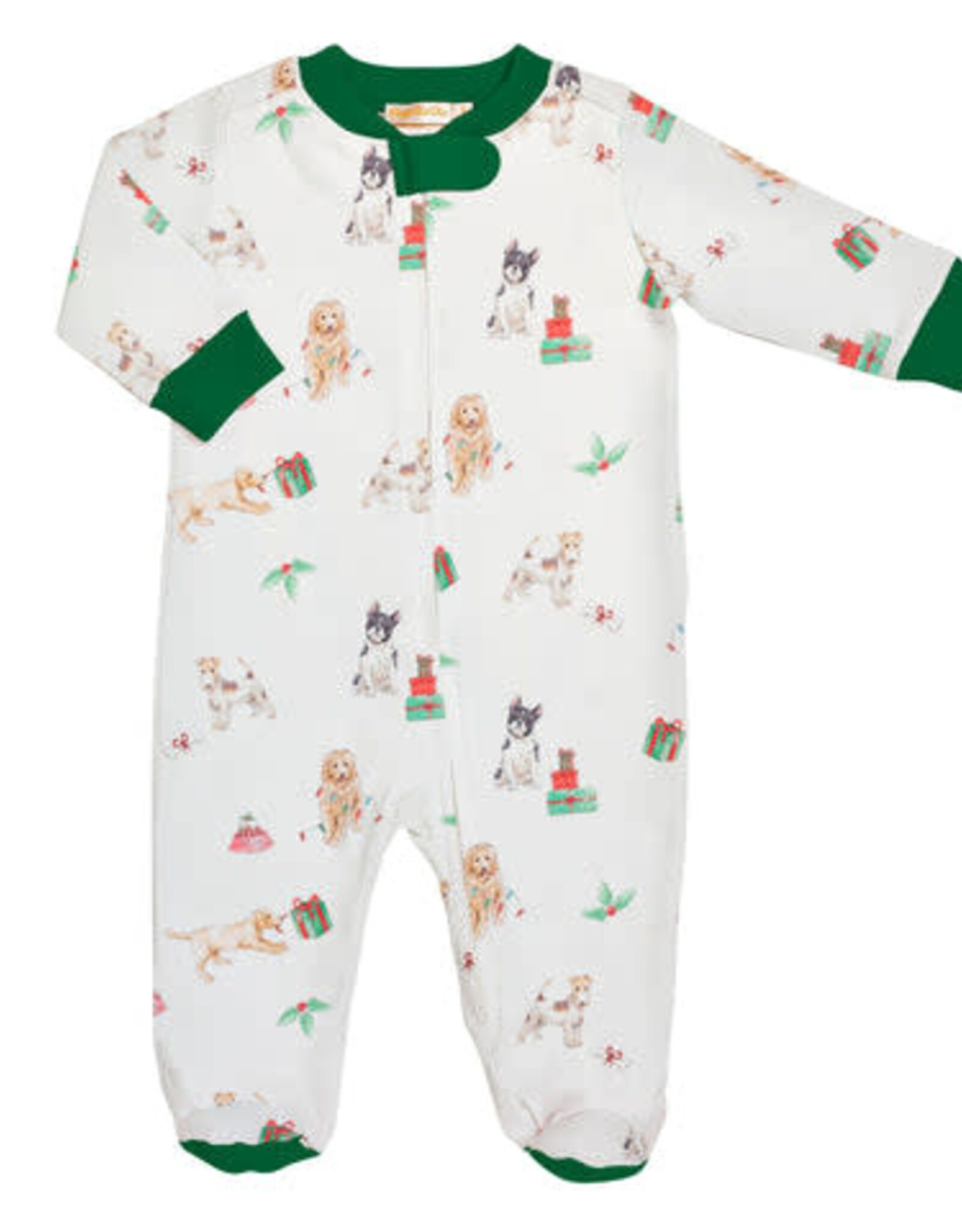 Baby Club Chic Christmas Doggie Zip Footie