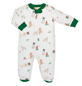 Baby Club Chic Christmas Doggie Zip Footie