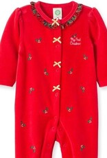 Little Me My First Christmas Velour Girls Footie