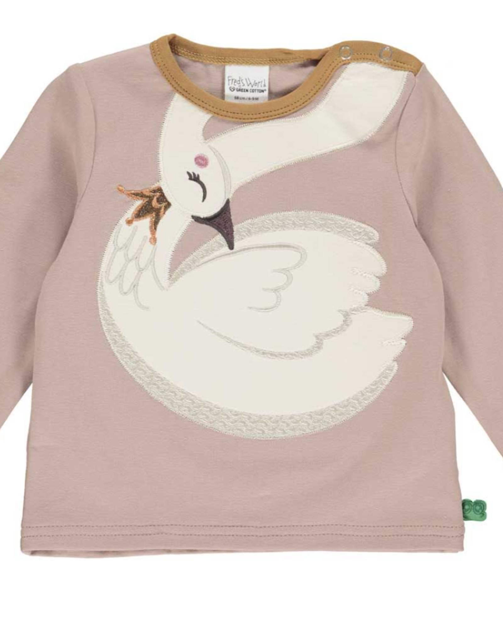 Green Cotton Hello Swan Long Sleeve