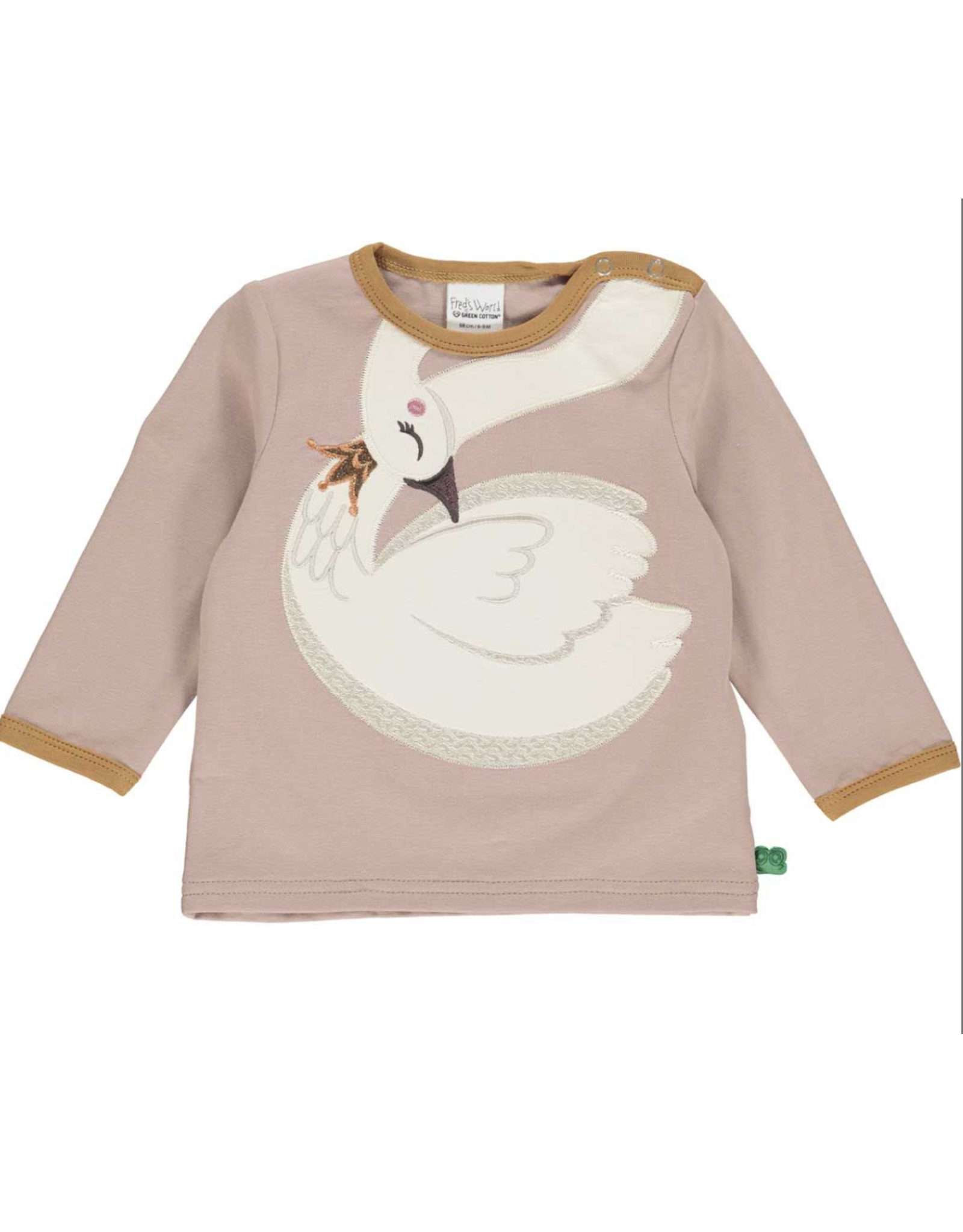 Green Cotton Hello Swan Long Sleeve