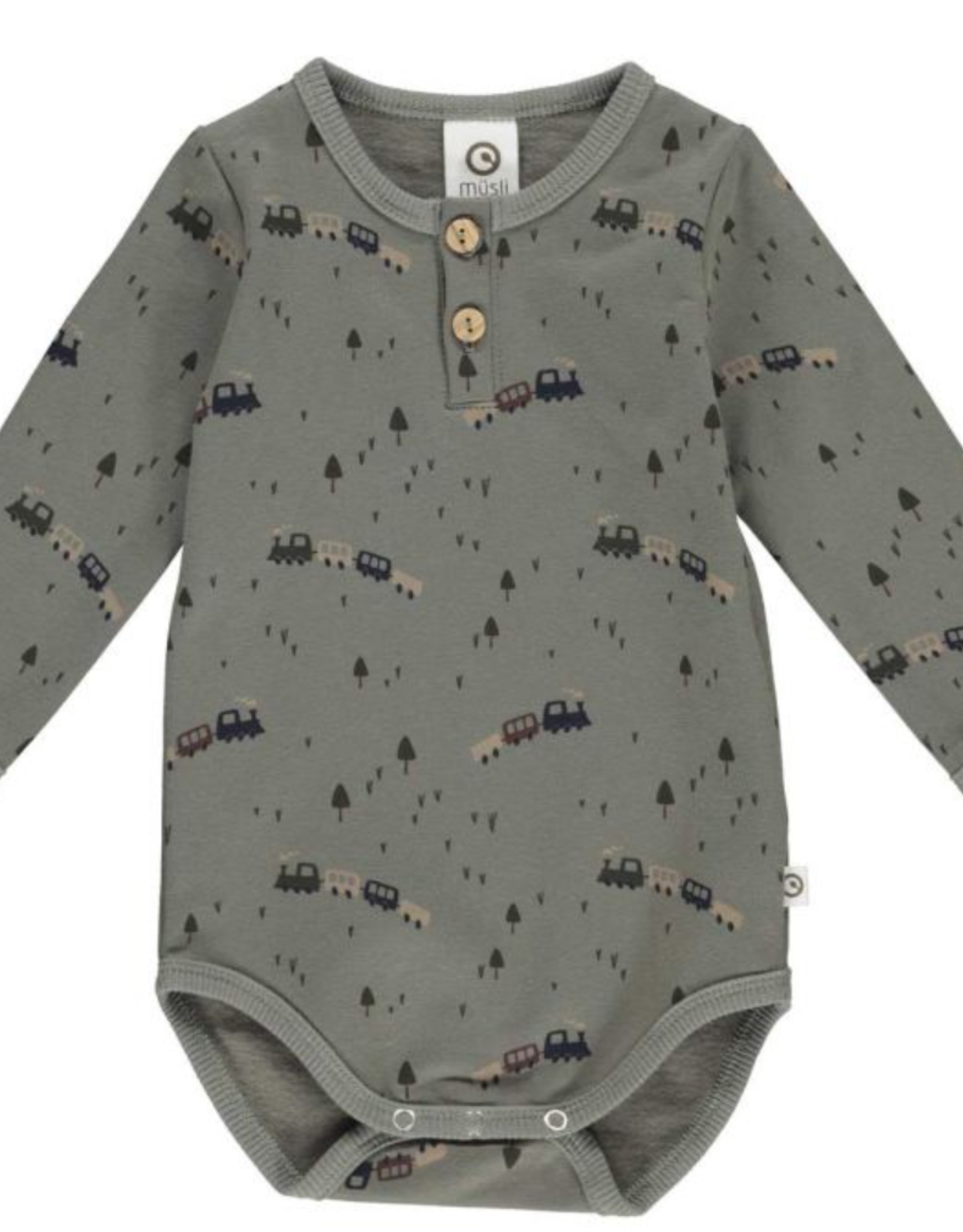 Green Cotton Train Bodysuit