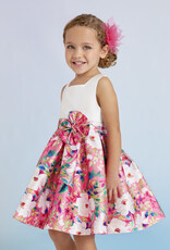 Abel & Lula Strawberry Mikado White Top Dress