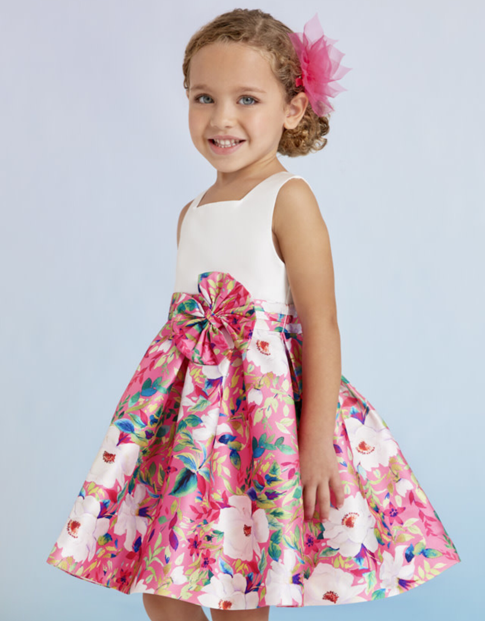 Abel & Lula Strawberry Mikado White Top Dress